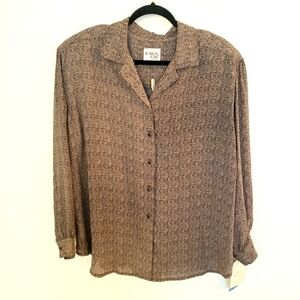 Vintage Brownstone Studio *DEADSTOCK* Brown/Cream Printed Blouse Size 20W NWT